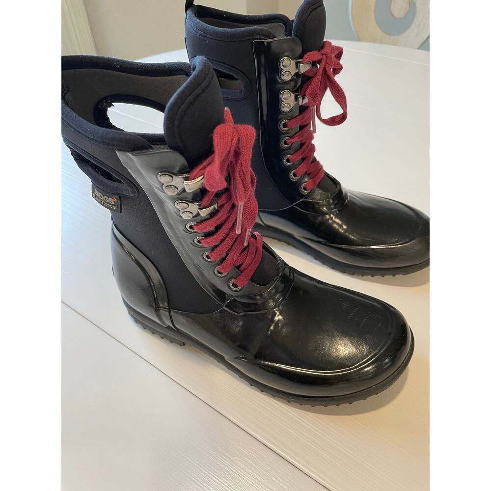 Bogs Boots Sidney Solid Black Sz 6 Waterproof Rain Snow Lace Up Outdoors - Picture 3 of 14